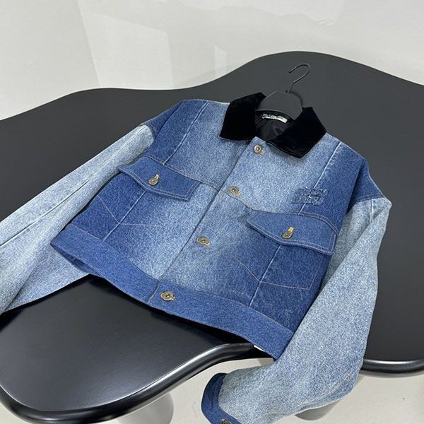 ★日本!!人気！ミュウミュウ ロゴ刺繍入り デニム トラッカージャケット myh73901